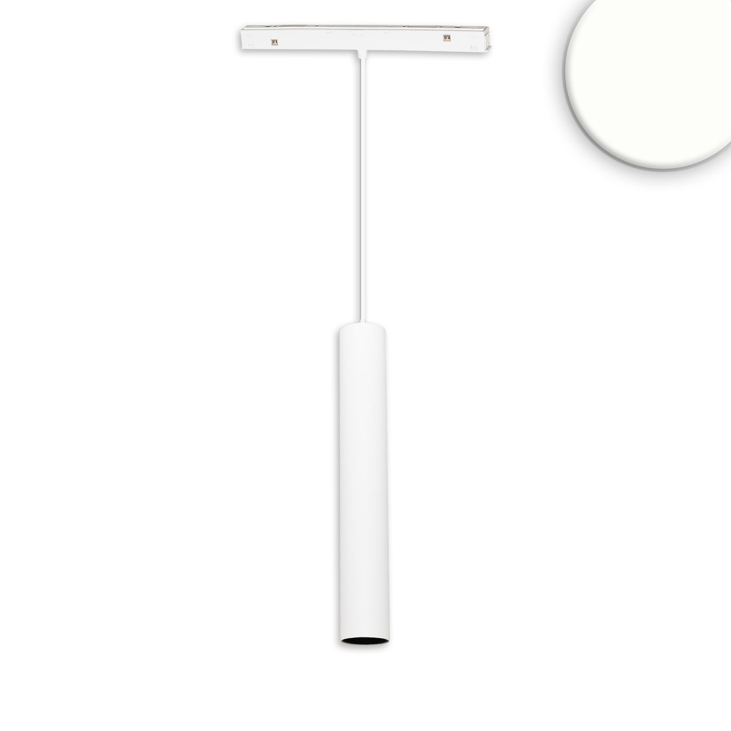 Track48 Hängeleuchte Pipe weiß, 15W, 36°, UGR<19, 48V DC, 4000K, CRI90, DALI dimmbar