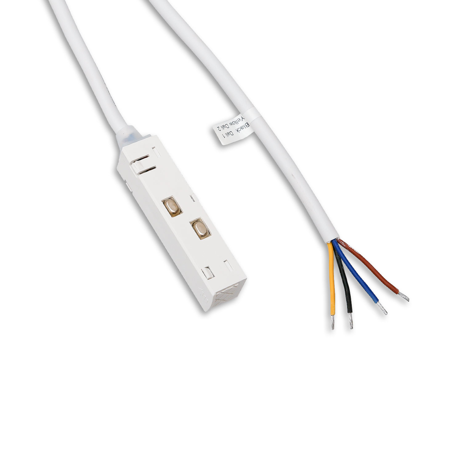 Track48 Stromeinspeisung mit 200cm Anschlusskabel, weiß, max. 6A, 4-polig (+|-|DALI+|DALI-)