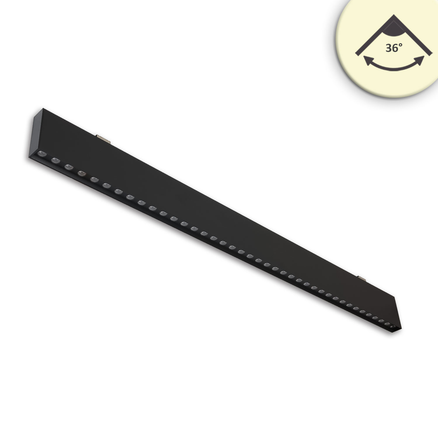 LED Hängeleuchte Raster UGR<19, 36°, 120cm, schwarz, 30W, 3000K, DALI dimmbar