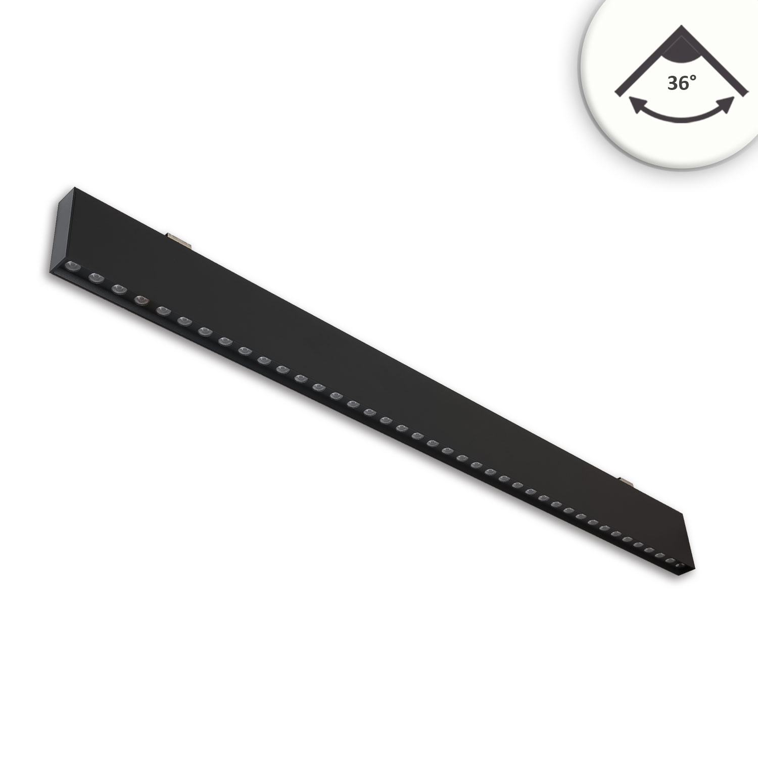 LED Hängeleuchte Raster UGR<19, 36°, 120cm, schwarz, 30W, 4000K, DALI dimmbar