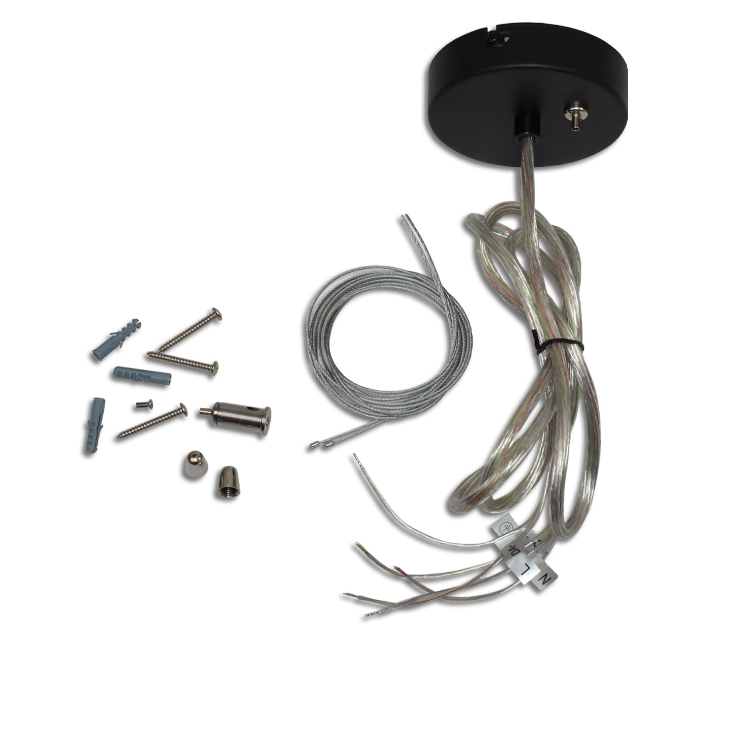 Seilabhängung mit Baldachin für LED Hängeleuchte Raster UGR<19, 1,5m Länge