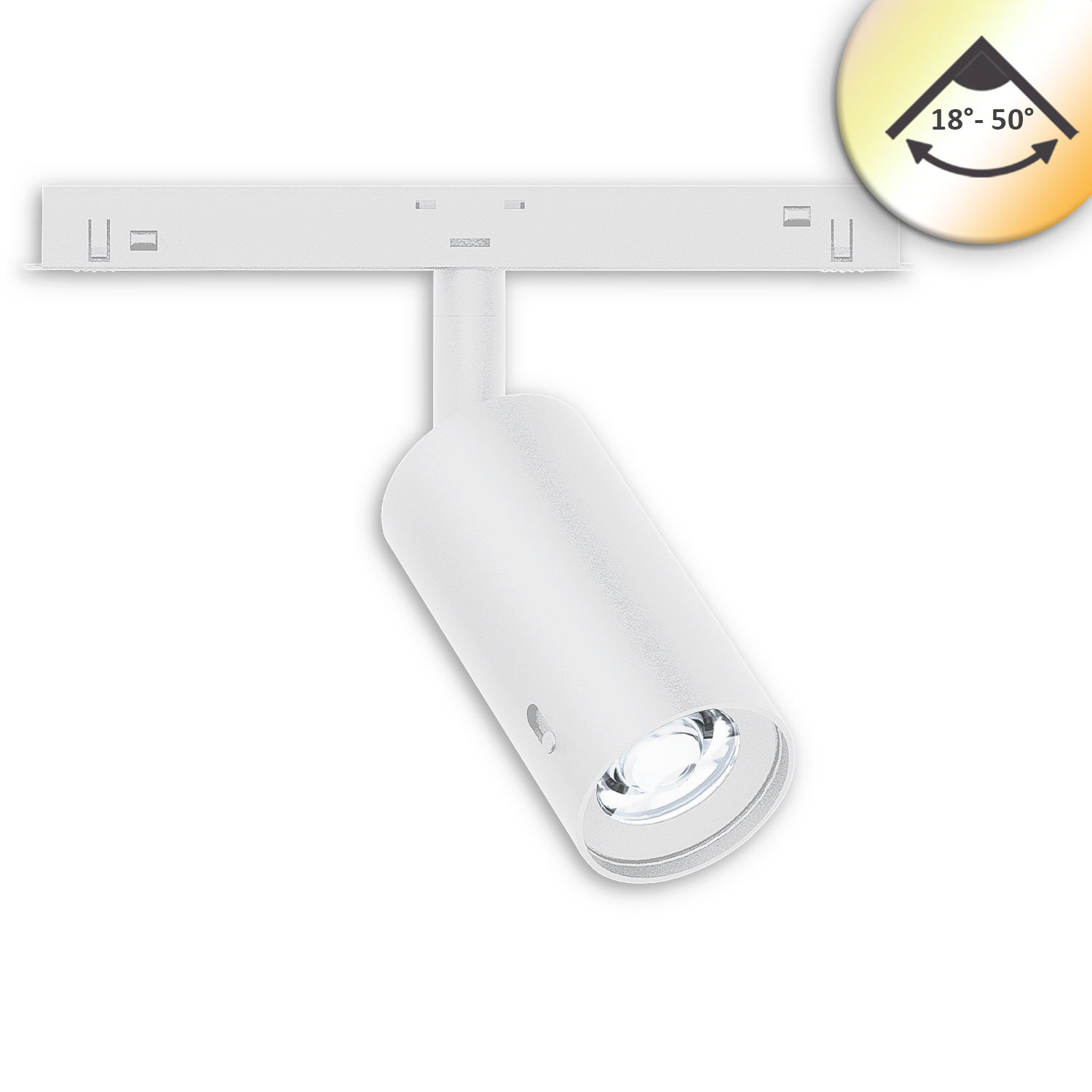 Track48 Strahler SELECT 8W UGR<19, 18°-50°, weiß, ColorSwitch 2700-5000K, CRI90, DALI DT6 dimmbar