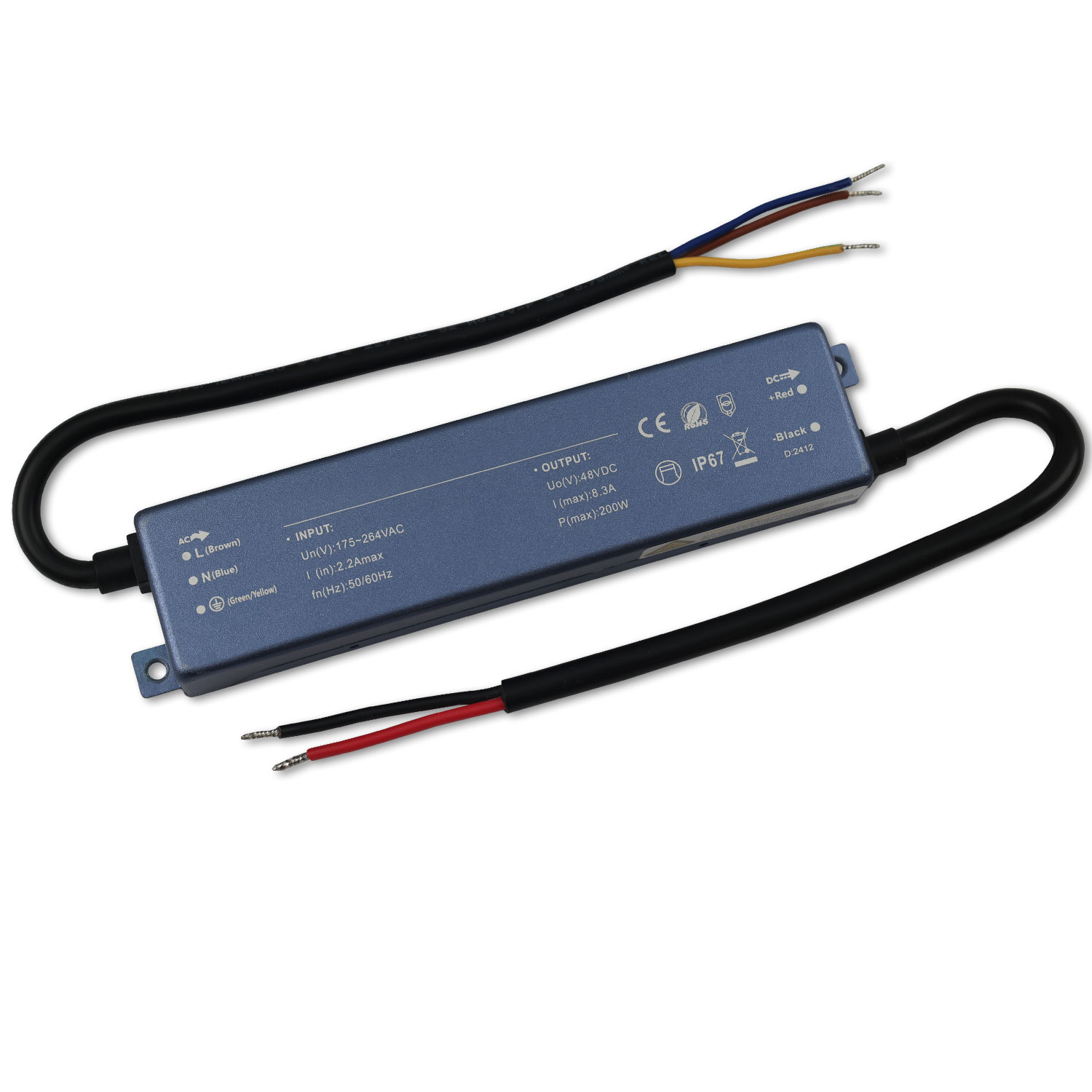 LED Trafo 48V/DC, 200W, IP67, ultraflach