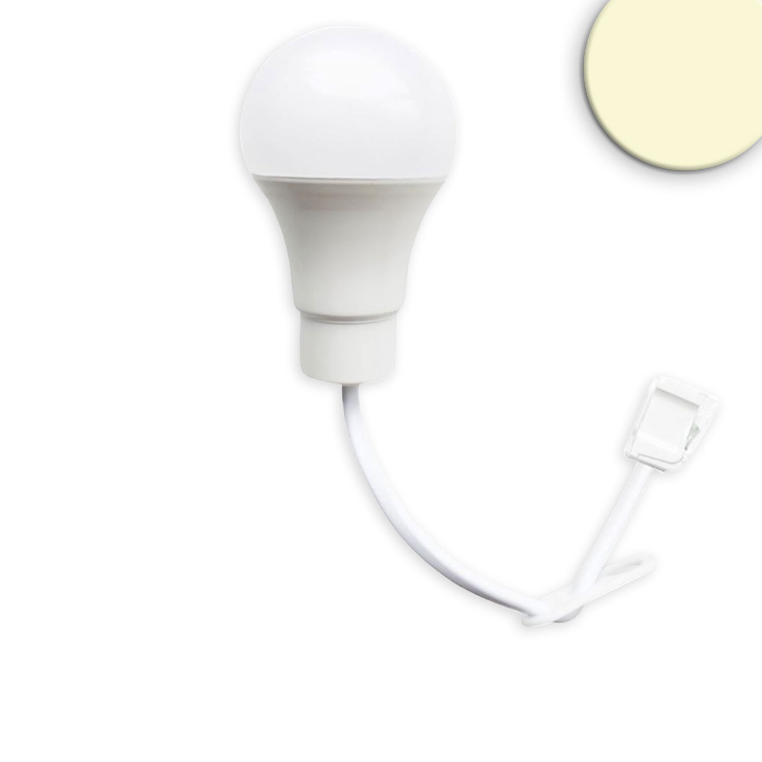 Baufassung E27 SET mit Federklemme, Öse und fix montierte LED bulb 9W, warmweiß