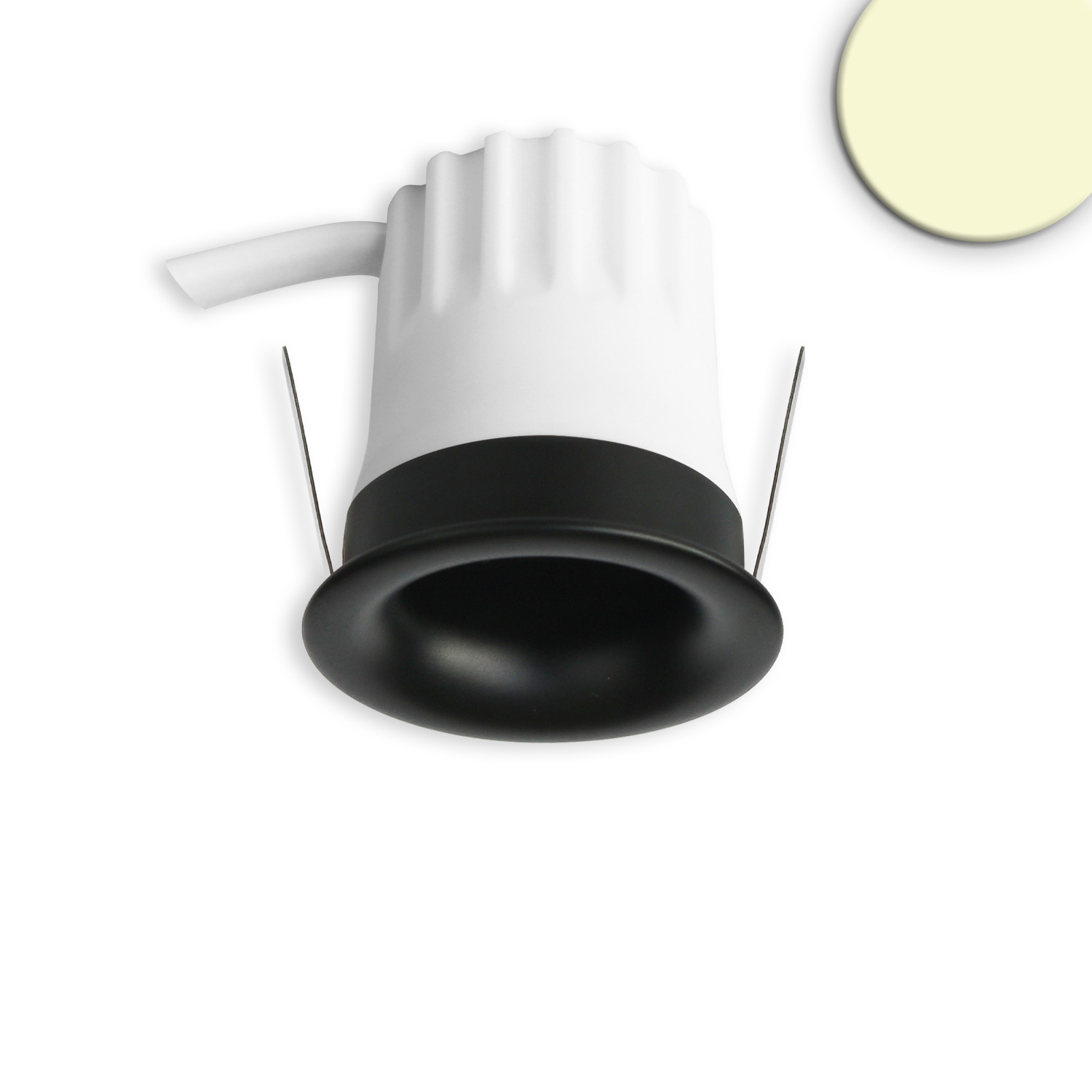 LED Einbaustrahler BACK32, schwarz matt, rund, 5W, CRI90, 3000K, rückversetzt, Honeycomb, dimmbar