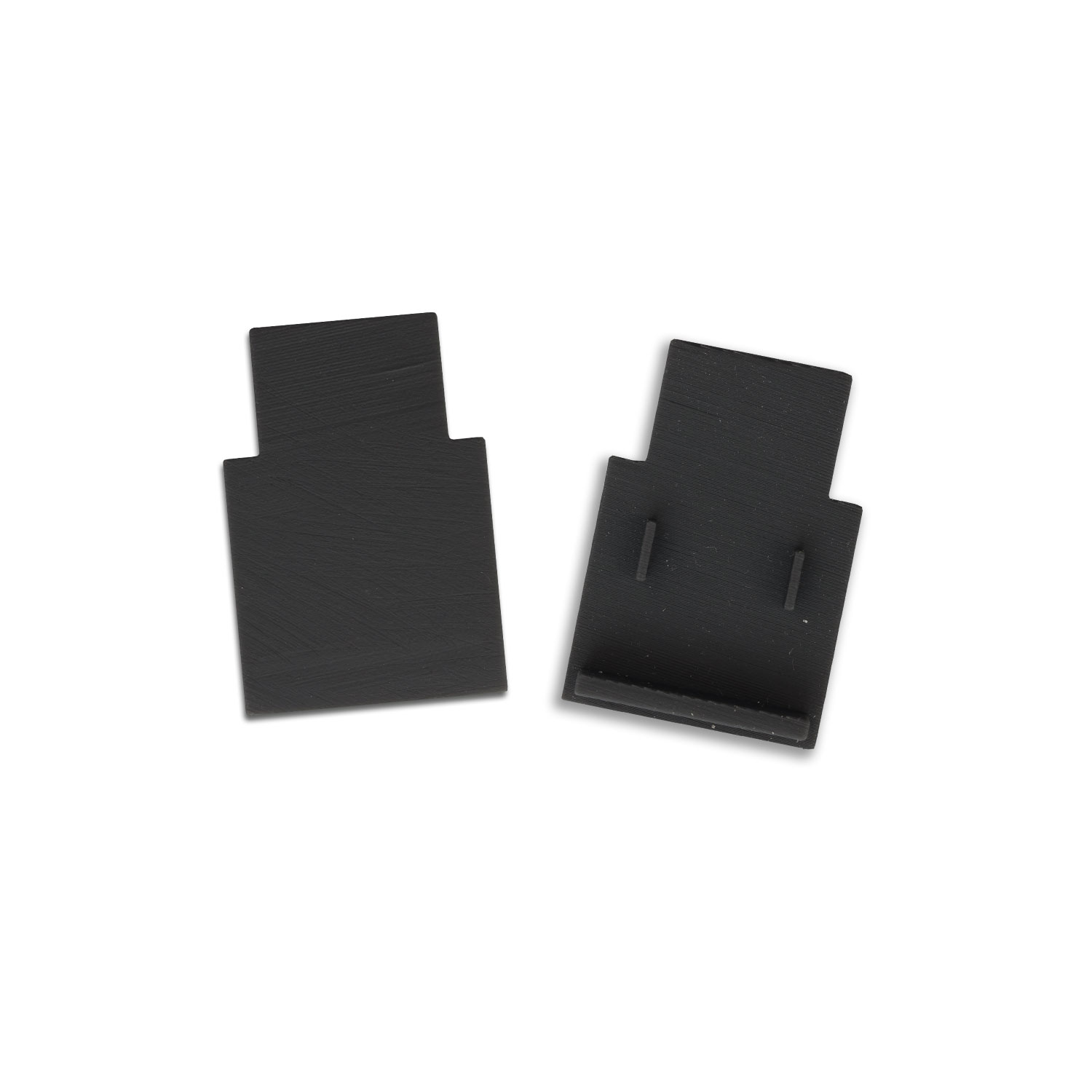 Endkappe außenliegend, schwarz für Track48 Schiene flat (H25) mit transluz. abgesetztem COVER, 2 STK